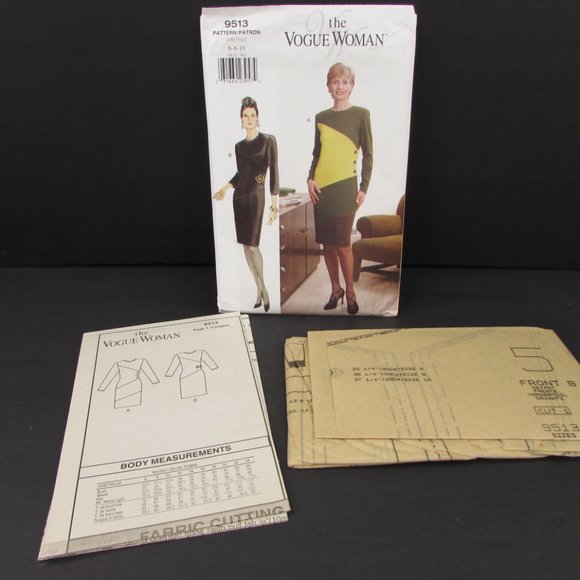 Vogue Woman 9513 Fitted Dress 6 8 10 Easy Uncut Sewing Pattern - Picture 6 of 6
